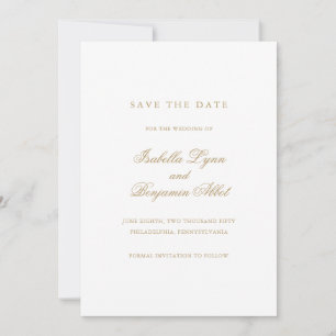 Traditional Gold Formal Elegant Wedding Save The Date