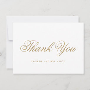 Traditional Gold Formal Elegant Wedding Thank You Card