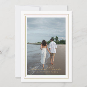 Traditional Gold Photo Timeless Wedding Thank You Card