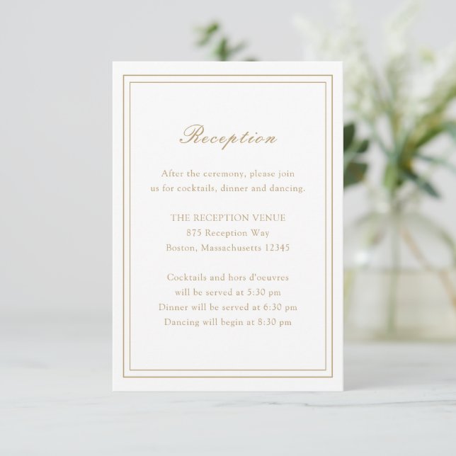 Traditional Gold Timeless Wedding Enclosure Card (Standing Front)