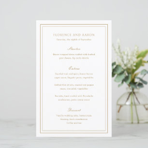 Traditional Gold Timeless Wedding Menu