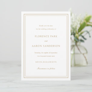 Traditional Gold Timeless Wedding Save The Date