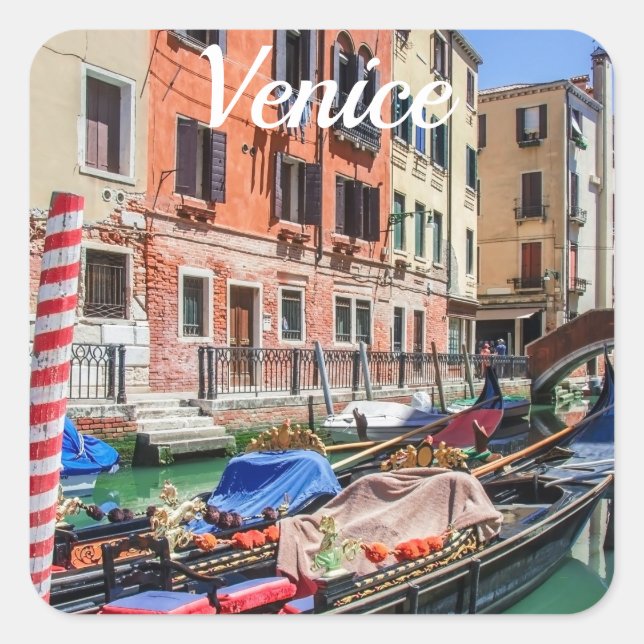 Traditional gondola in Venice Square Sticker (Front)