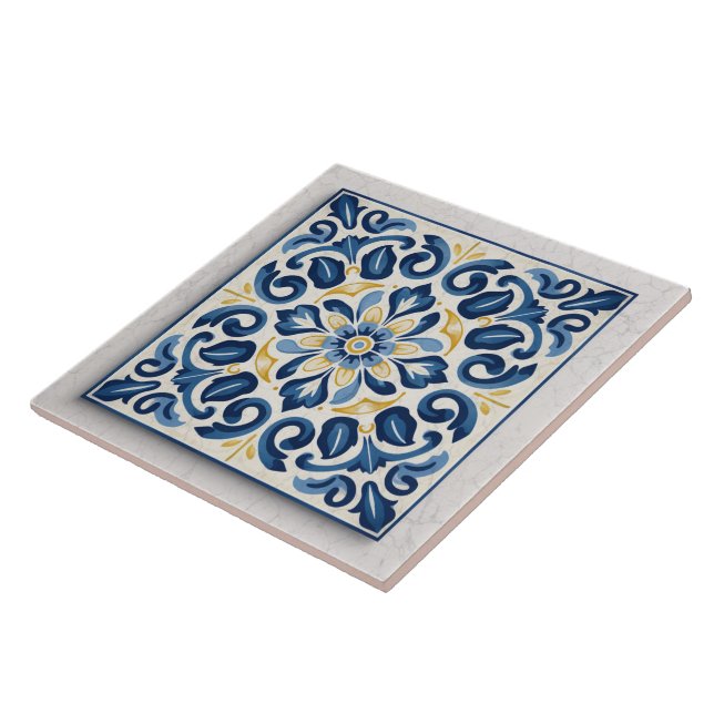 Traditional Greece Traditional Blue Art 1 Tile (Side)