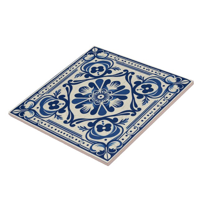 Traditional Greece Traditional Blue Art 3 Tile (Side)