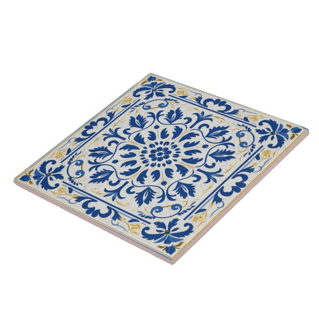Traditional Greece Traditional Blue Art 8 Tile (Side)
