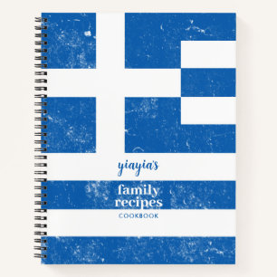 Traditional Greek Flag Family Recipe Cookbook  Notebook