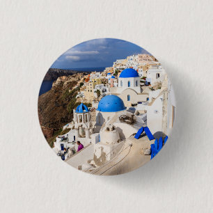 Traditional Greek Houses 3 Cm Round Badge