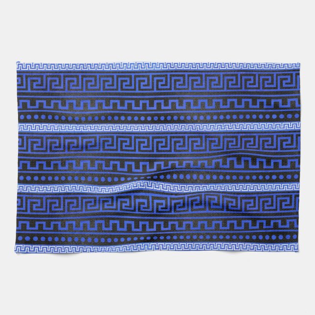 Traditional Greek Meander Pattern Tea Towel (Horizontal)