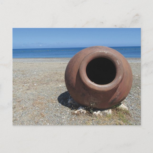 Traditional Greek Terracotta Pot on the Beach Postcard (Front)