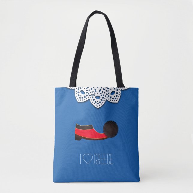 Traditional Greek Tsarouchi & doily Tote Bag (Front)