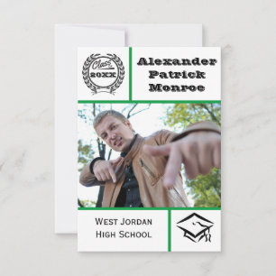 Traditional Green - 3x5 Graduation Announcement