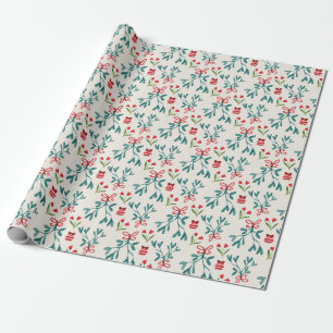 Traditional Green and Red Grand Millenial Pattern Wrapping Paper