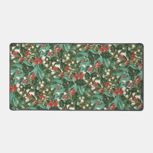 Traditional Green Botanical Holiday Christmas Desk Mat