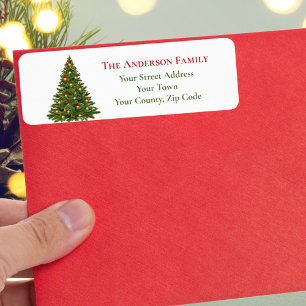 Traditional Green Christmas Fir Tree Red Bows Name