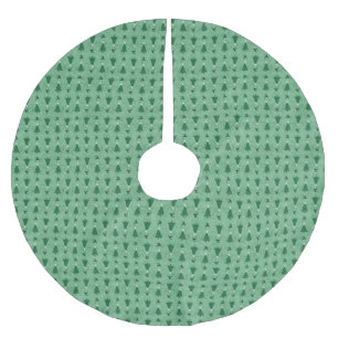 Traditional Green Christmas Trees & Reindeer Brushed Polyester Tree Skirt