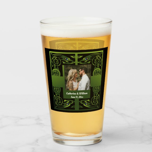 Traditional Green Irish Celtic Design   Glass (Front Filled)