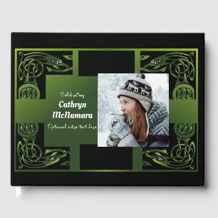 Traditional Green Irish Celtic Design Guest Book