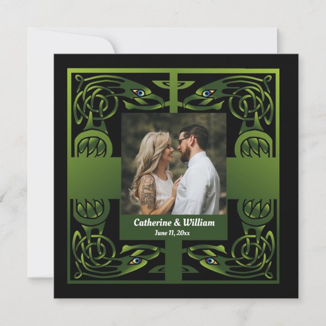 Traditional Green Irish Celtic      Invitation (Front)