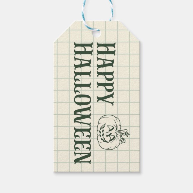 Traditional Green Pumpkin Candy Tags (Front)