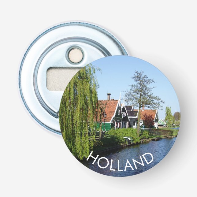 Traditional Green Red Dutch Timber Houses Photo Bottle Opener (Front)