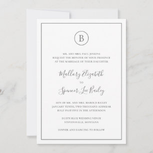 Traditional Grey Elegant All In One Wedding Invitation
