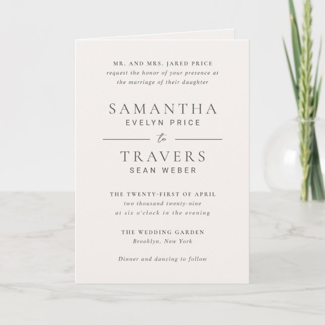 Traditional Grey Elegant Wedding Invitation (Front)
