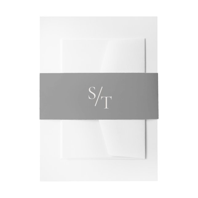 Traditional Grey Elegant Wedding Invitation Belly Band (Front Example)