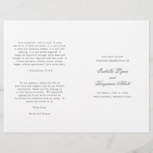 Traditional Grey Formal Elegant Wedding Program