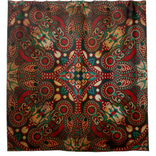 Traditional grunge ornamental floral paisley banda shower curtain