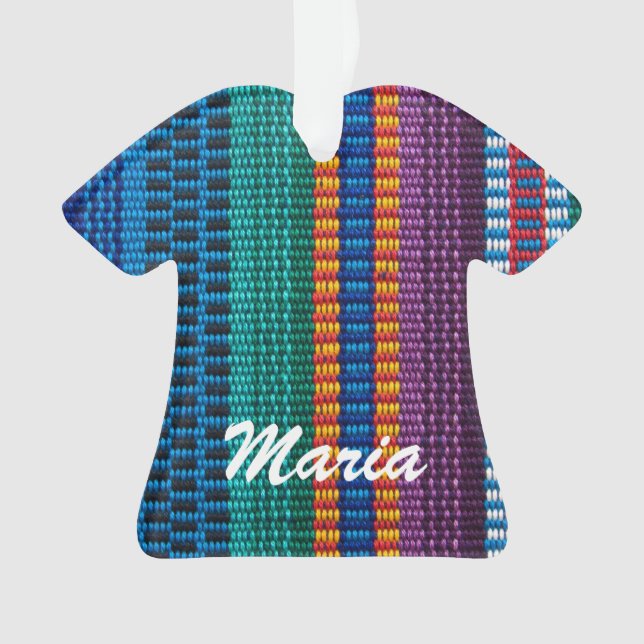 Traditional Guatemala fabric weave custom name Ornament (Front)