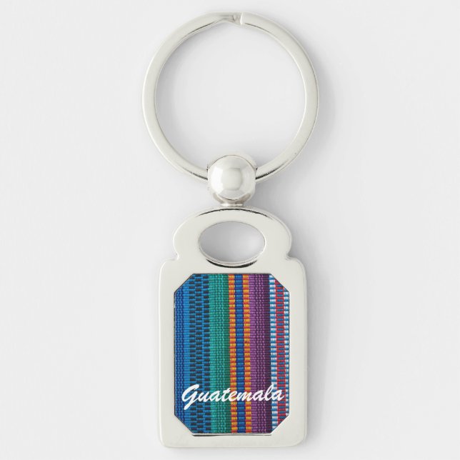 Traditional Guatemala fabric weave custom text Key Ring (Front)