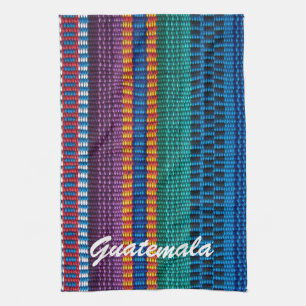 Traditional Guatemala fabric weave custom text Tea Towel