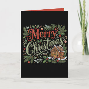 Traditional Hand Lettering Christmas Gingerbread Holiday Card