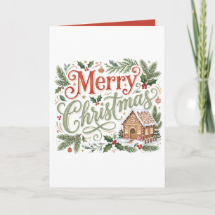 Traditional Hand Lettering Christmas Gingerbread Holiday Card