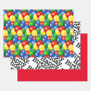 Traditional Happy Birthday balloons Wrapping Paper Sheet