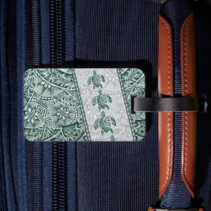 Traditional Hawaiian Tapa and Honu Luggage Tag
