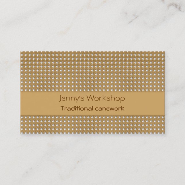Traditional hole to hole cane lattice business card (Front)