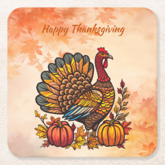 Traditional Holiday Thanksgiving Paper Coaster