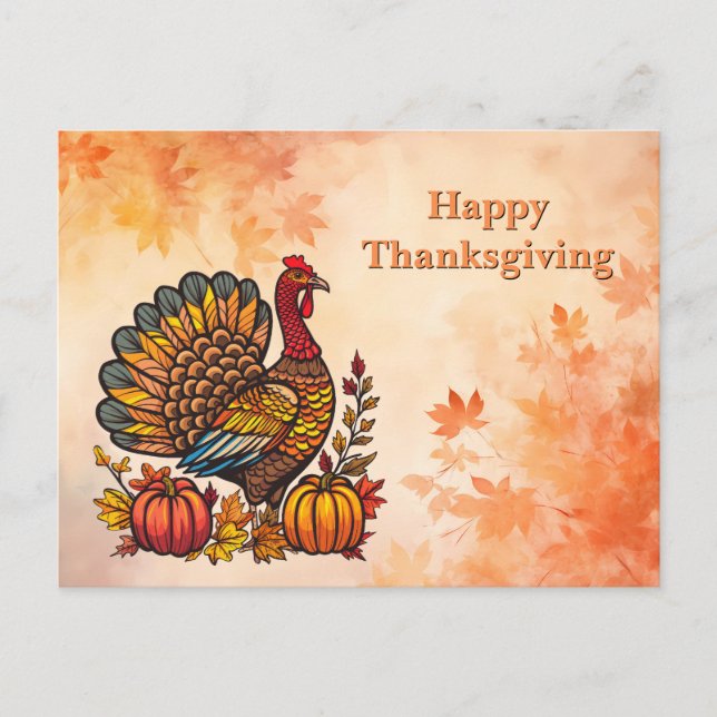 Traditional Holiday Thanksgiving Postcard (Front)