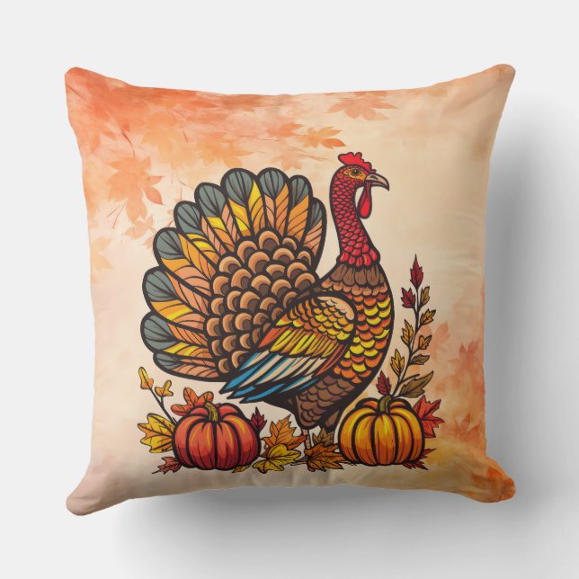 Traditional Holiday Thanksgiving Throw Pillow (Back)