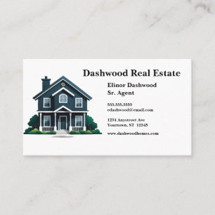 Traditional House Logo Real Estate Agent Business Card