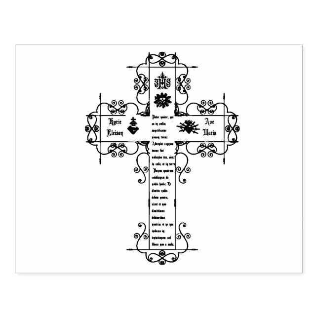 Traditional IHS Catholic Prayer Cross Rubber Stamp (Imprint)