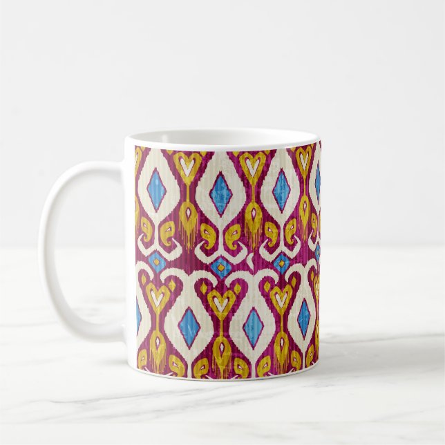 Traditional ikat fabric seamless pattern coffee mug (Left)