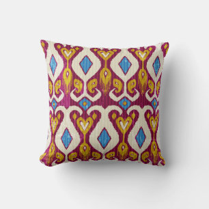 Traditional ikat fabric seamless pattern cushion
