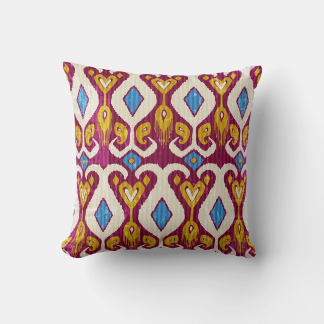 Traditional ikat fabric seamless pattern cushion (Front)