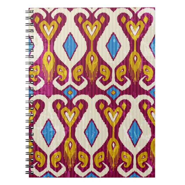 Traditional ikat fabric seamless pattern notebook (Front)