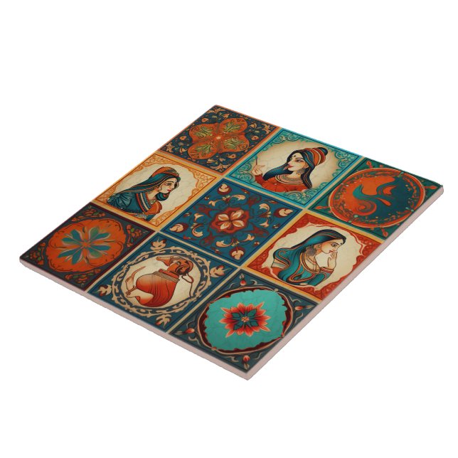 Traditional India Traditional Ornamental Art 6 Tile (Side)