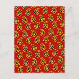 Traditional indian fabric design postcard