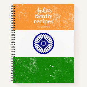 Traditional Indian Flag Family Recipe Cookbook  Notebook